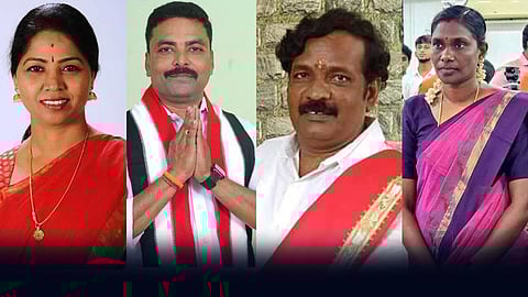 (வலமிருந்து) சுதா, பாபு, ம.கா. ஸ்டாலின், காளியம்மாள்