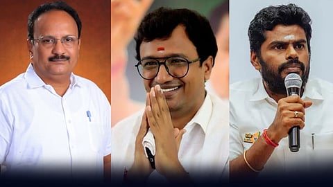 (வலமிருந்து) கணபதி ராஜ்குமார், சிங்கை ராமச்சந்திரன், அண்ணாமலை