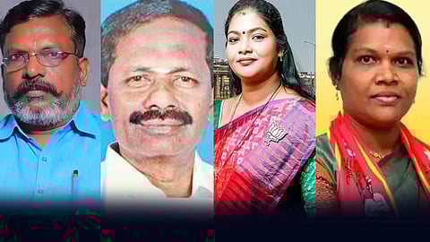 (வலமிருந்து) தொல்.திருமாவளவன், சந்திரஹாசன்,கார்த்தியாயினி, ஜான்சி ராணி