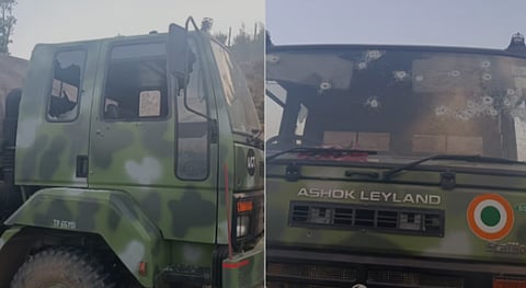 தாக்குதல் நடத்தப்பட்ட விமானப்படை வாகனம்