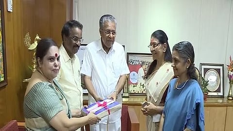 Justice Hema Committee members handing over the report to Chief Minister Pinarayi Vijayan