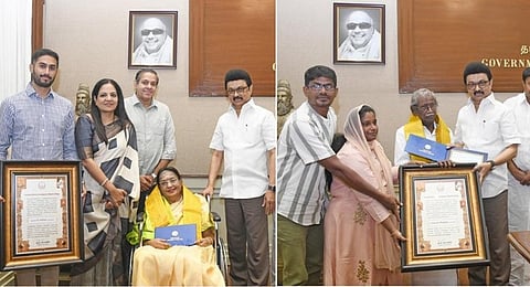 பாடகி சுசீலா, கவிஞர் மு.மேத்தாவுக்கு 'கலைத்துறை வித்தகர் விருது வழங்கும் முதலவர் ஸ்டாலின்