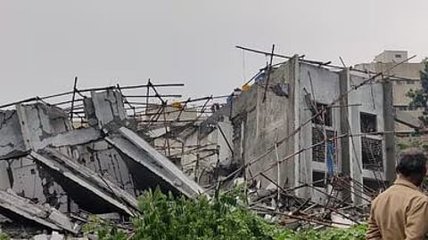 An under-construction building collapsed in Bengaluru amid heavy rain
