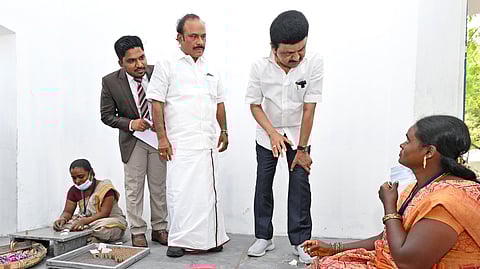 CM Stalin interacts with fire works worker