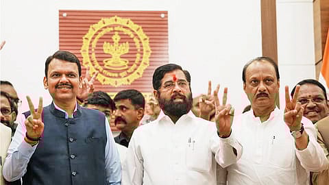 Fadnavis with shindey and Pawar