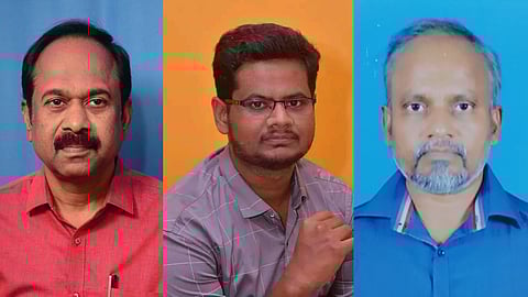 (இடமிருந்து வலம்) எழுத்தாளர் மு. குலசேகரன், கவிஞர் மதார், எழுத்தாளர் குமாரநந்தன்