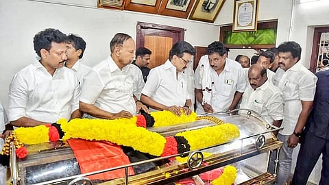 முன்னாள் எம்.பி. எல்.கணேசனின் உடலுக்கு முதலமைச்சர் மு.க. ஸ்டாலின் நேரில் அஞ்சலி