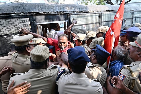 அமெரிக்கத் தூதரகப் போராட்டத்தில் போலீஸ் தாக்குதல்- பெ.சண்முகம் கண்டனம்!