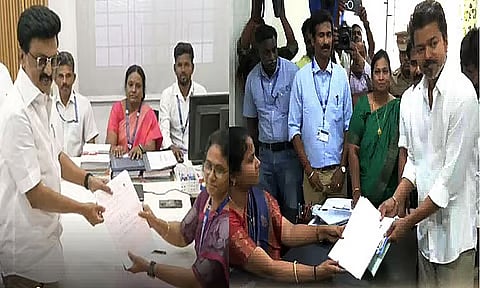 கொளத்தூரில் ஸ்டாலின்; பெரம்பூரில் விஜய் வேட்புமனு தாக்கல்!