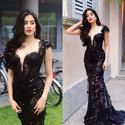 ব্লেক গাউন পৰিধিত জাহ্নৱী কাপুৰৰ নতুন ৰূপ