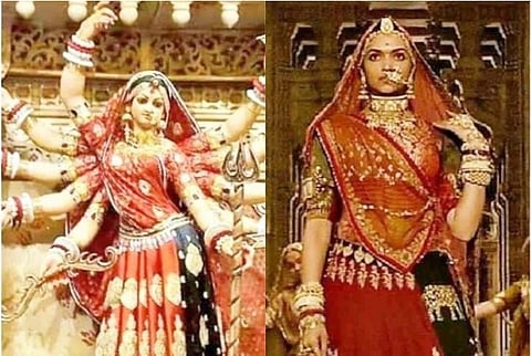 পদ্মাৱত চলচিত্ৰৰ দিপীকাৰ আৰ্হিত নিৰ্মিত দূৰ্গা মূৰ্ত্তি;ফটো