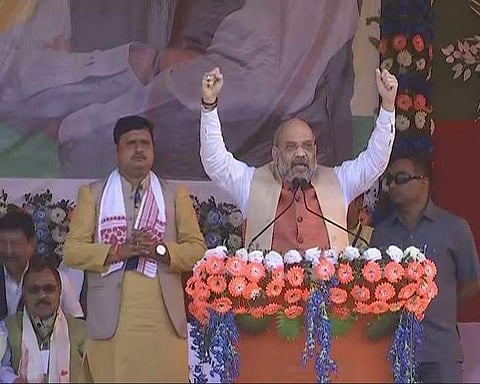 কলিয়াবৰত অমিত শ্বাহ: শ্ৰীমন্ত শংকৰদেৱ আৰু ভূপেন হাজৰিকাক সুৱৰি ভাষন আৰম্ভ শ্বাহৰ
