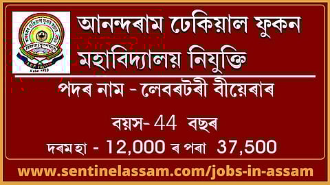 আনন্দৰাম ঢেকিয়াল ফুকন মহাবিদ্যালয় নিযুক্তি 2020