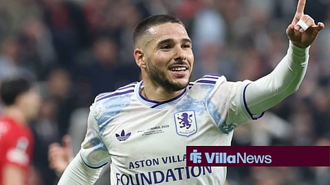 Emi Buendia celebrating a goal for Aston Villa in the Europa League final