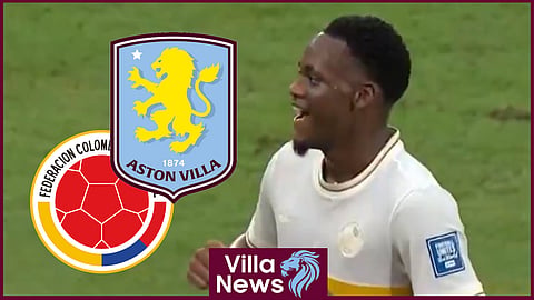 Aston VIlla star Jhon Duran scores in Colombia v Chile. Credit: SportMax via @sportmax_ar on X