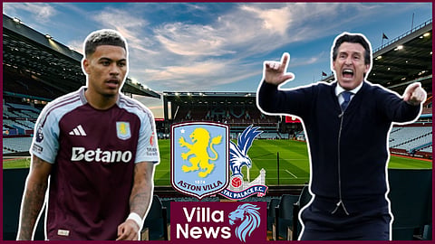 Morgan Rogers and Unai Emery ahead of Aston Villa v Crystal Palace. Credit: Imago