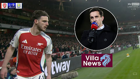 Declan Rice incident in Arsenal v Aston Villa. (Credit: Sky Sports)