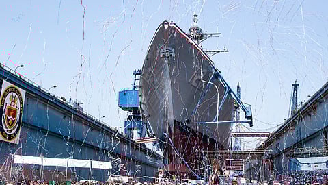 US Navy christens guided-missile destroyer Patrick Gallagher