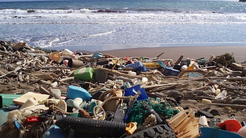 Marine debris on the beach at Kanapou Bay on the Island of Kaho’olawe, Hawaii