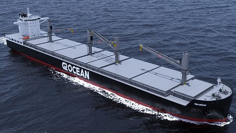 Rendering of a Gearbulk 82,300DWT open hatch vessel