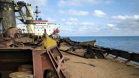 Vessel showing signs of damage following the reported attack