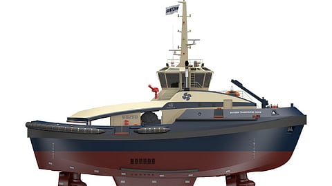 Rendering of Svitzer's new battery-methanol escort tug