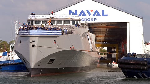 The future Hellenic Navy frigate HS Nearchos during its launching ceremony, September 19, 2024