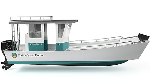 Rendering of Maine Ocean Farms' new electric workboat