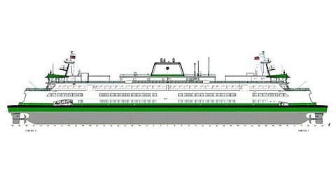 General arrangement drawing of a hybrid electric ferry