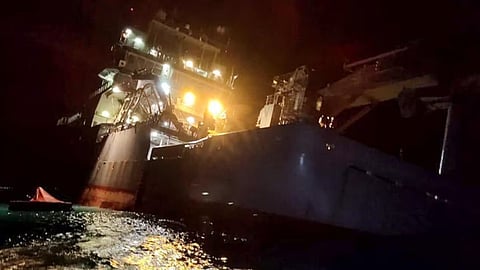 HMNZS Manawanui before it eventually sank, October 5, 2024