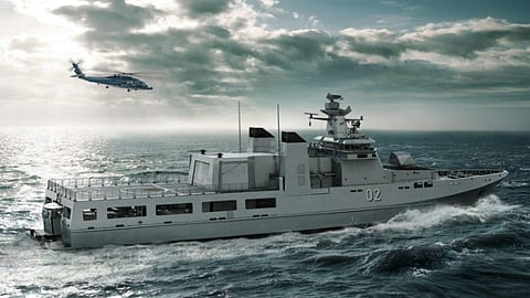 Rendering of an Arafura-class offshore patrol vessel