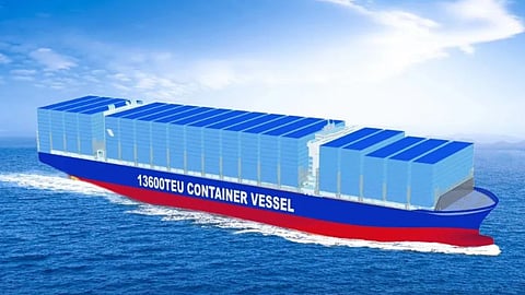Rendering of a new container vessel ordered by COSCO Shipping Container Lines