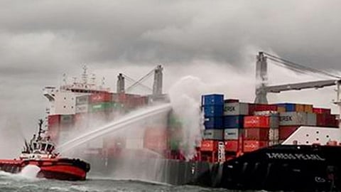Firefighting response on the containership X-Press Pearl, May 23 2021
