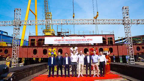 Laying of the keel of Rem Offshore's energy subsea construction vessel Rem Pioneer