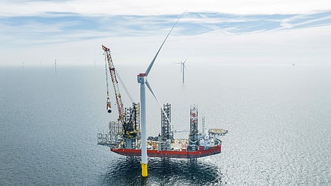 Cadeler installation vessel at an offshore wind farm