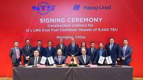 Newbuilding contract signing ceremony between Hapag-Lloyd and New Times Shipbuilding