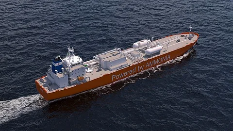 Rendering of an ammonia-powered LPG/NH3 carrier