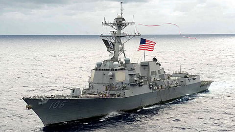 The Arleigh Burke-class guided-missile destroyer USS Stockdale underway in the Pacific Ocean, November 5, 2013