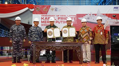 Keel-laying ceremony for the Indonesian Navy's second Fregat Merah Putih frigate, November 15, 2024