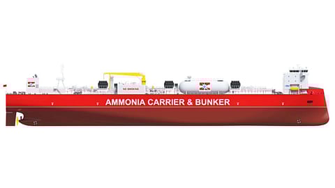Rendering of an ammonia-fuelled medium gas carrier