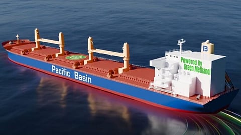 Rendering of a methanol-fuelled 64,000DWT bulk carrier