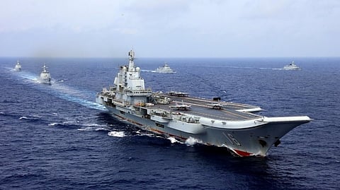 The Chinese aircraft carrier Liaoning takes part in a military drill in the western Pacific Ocean, April 18, 2018. (Photo: People's Liberation Army Navy)