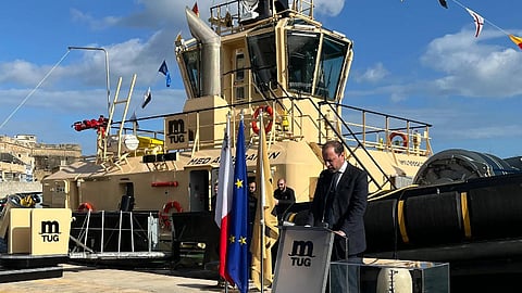 Giacomo Gavarone, International Managing Director of MedTug, at Med Aldebaran's naming ceremony, December 4, 2024