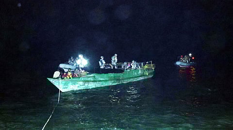 An intercepted illegal fishing boat
