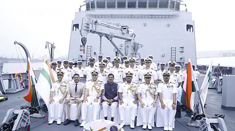 Commissioning ceremony of the Indian Navy Sandhayak-class hydrographic survey ship INS Nirdeshak, December 19, 2024