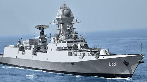 The Indian Navy stealth destroyer INS Visakhapatnam. The destroyer INS Surat is the fourth ship in the Visakhapatnam-class.
