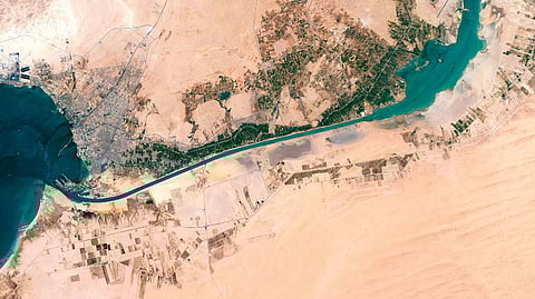 Satellite image of the Suez Canal, 2015