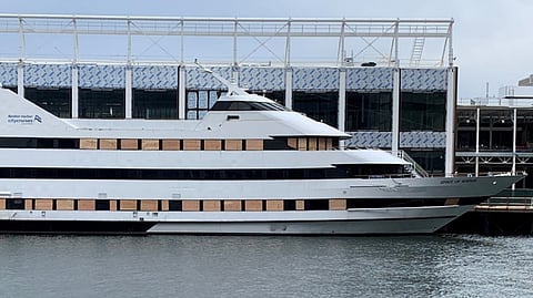 The sightseeing vessel Spirit of Boston following the March 24, 2023 fire