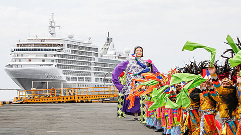 Silversea Cruises' ship Silver Spirit upon arrival at the Port of Coron, Palawan province, Philippines