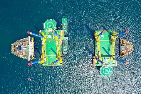 Jana Marine Services' accommodation jackups Jana 503 and Jana 504 being prepared for delivery to Saudi Arabia